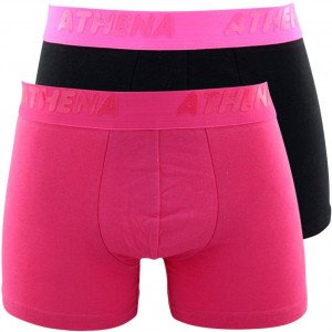 ATHENA Lot de 2 Boxers Homme Coton FLUOMIX Rose Noir