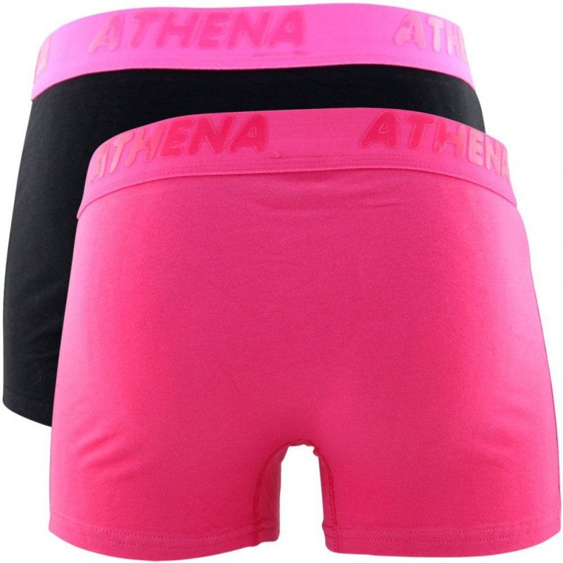 ATHENA Lot de 2 Boxers Homme Coton FLUOMIX Rose Noir