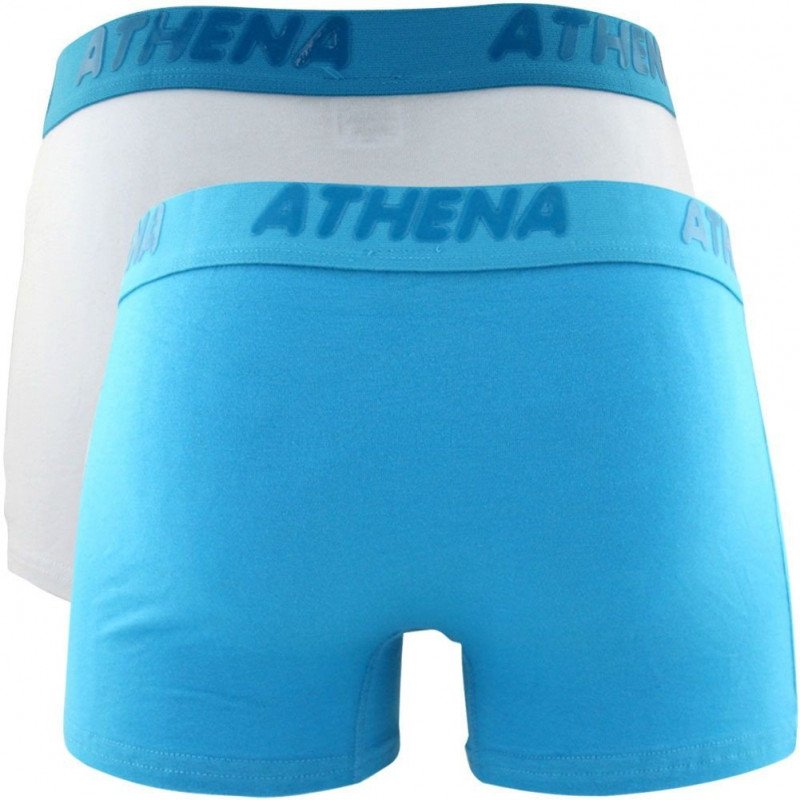 ATHENA Lot de 2 Boxers Homme Coton FLUOMIX Bleu Blanc
