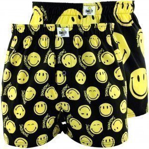 SMILEY WORLD Lot de 2 Caleçons Homme Coton SHORTS Noir