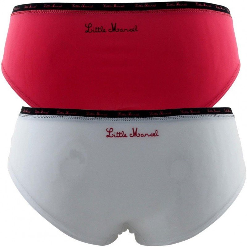 LITTLE MARCEL Lot de 2 Shortys Fille Microfibre UNIM Blanc Rose