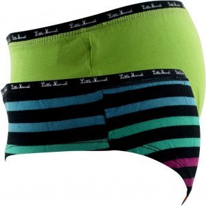 LITTLE MARCEL Lot de 2 Shortys Fille Coton MOTIFC Rayé Vert