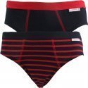 LITTLE MARCEL Lot de 2 Slips Garçon Coton RAYURES Marine Rouge