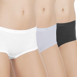 DIM Lot de 3 Boxers Femme Coton Stretch LESUNIS Noir Blanc Gris