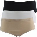 DIM Lot de 3 Boxers Femme Coton Stretch LESUNIS Blanc Pêche Noir