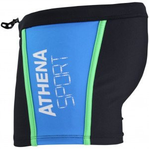ATHENA Boxer Bain Moulant Homme CONSTRUCTION Noir Turquoise