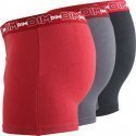 DIM Lot 3 Boxers Homme Coton STRETCH Gris plomb Rouge chili Noir