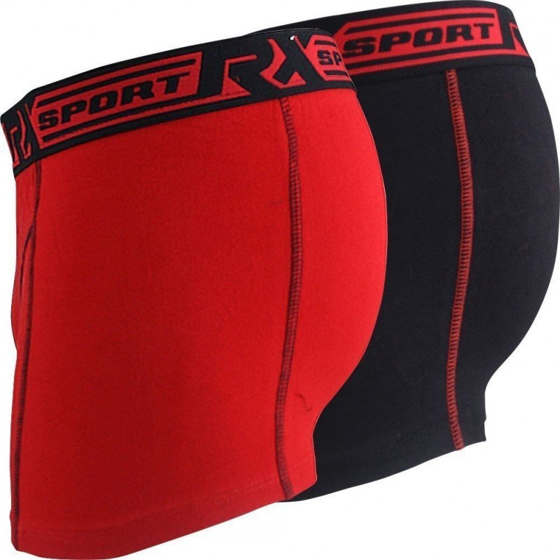 RX SPORT Lot de 2 Boxers Homme Coton 365 Rouge Noir