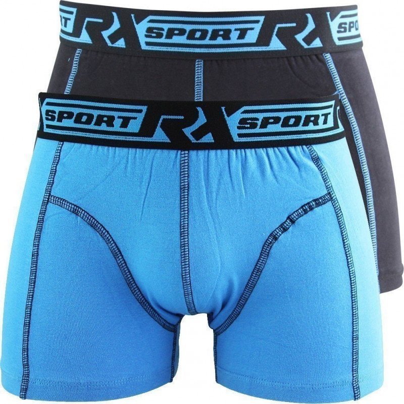 RX SPORT Lot de 2 Boxers Homme Coton 365 Bleu Noir