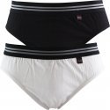 DJEMBE Lot de 2 Slips Homme Coton GENTLEMANX2 Blanc Noir