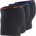 DIM Lot 3 Boxers Homme Coton STRETCH Noir ceinture colorée