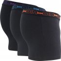 DIM Lot 3 Boxers Homme Coton STRETCH Noir ceinture colorée