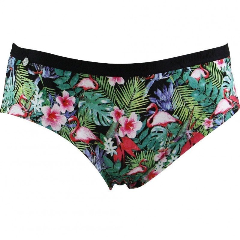 NO PUBLIK Shorty Femme Microfibre FLAMINGO Vert ceinture Noir