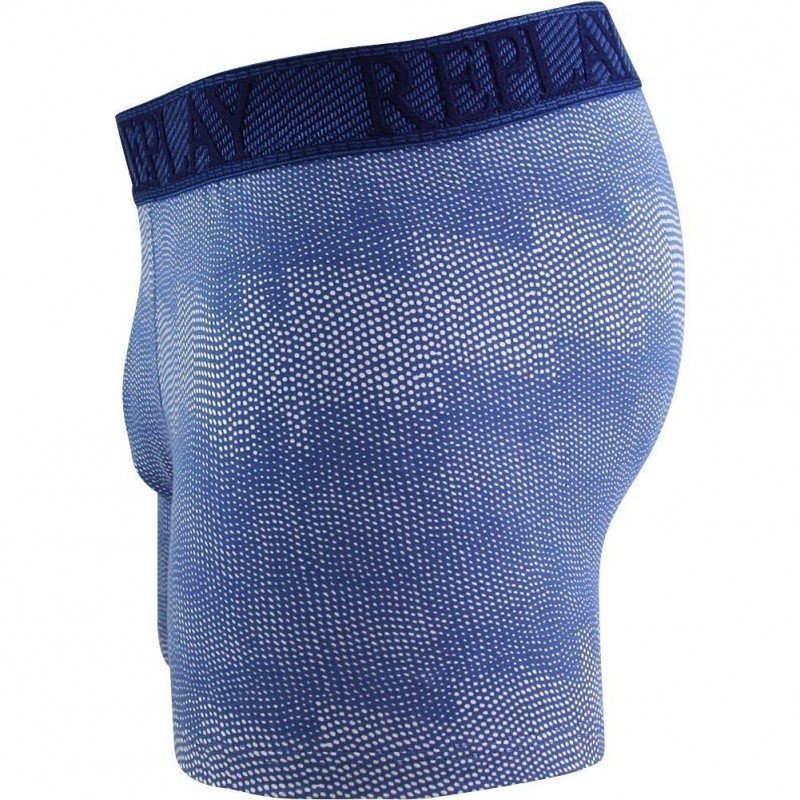 REPLAY Boxer Homme Coton POINTS Bleu