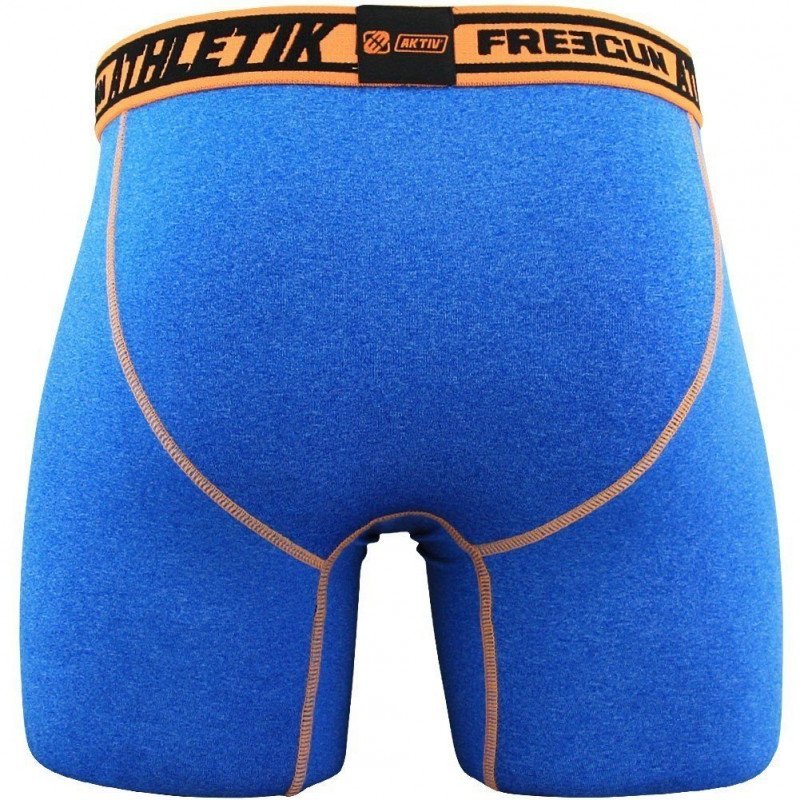 FREEGUN Boxer Long Homme Microfibre ATH Bleu Orange AKTIV