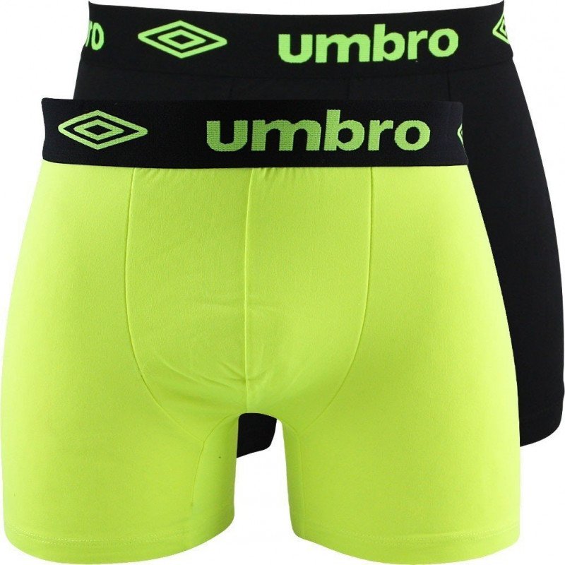 UMBRO Lot de 2 Boxers Homme Microfibre BMX2SOFT Jaune Noir