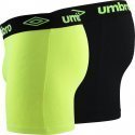 UMBRO Lot de 2 Boxers Homme Microfibre BMX2SOFT Jaune Noir