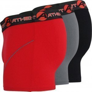 ATHENA Lot 3 Boxers Homme Microfibre TRAINING Noir Rouge Gris