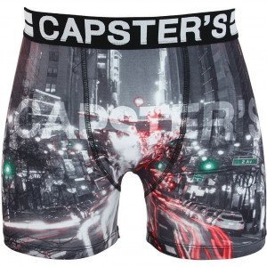 CAPSTER'S OFFICIAL Boxer Homme Microfibre LIG Gris Blanc