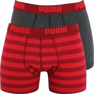 PUMA Lot de 2 Boxers Homme Coton STRIPE 1515 Rouge Anthracite