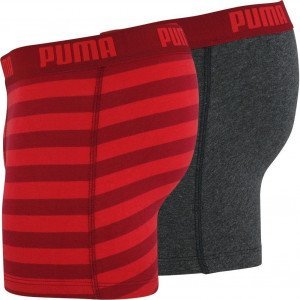 PUMA Lot de 2 Boxers Homme Coton STRIPE 1515 Rouge Anthracite