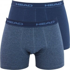 HEAD Lot de 2 Boxers Homme Coton BASIC PACK Bleu chiné marine