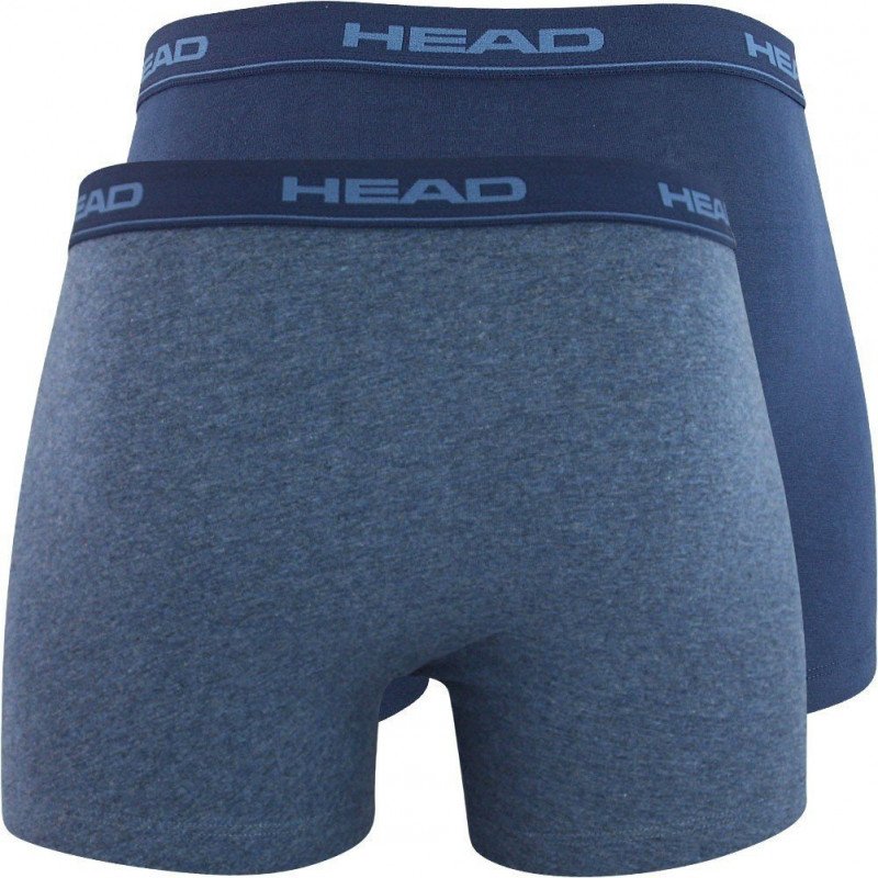 HEAD Lot de 2 Boxers Homme Coton BASIC PACK Bleu chiné marine