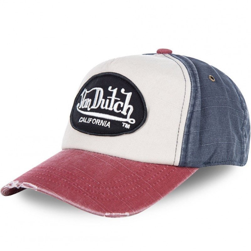 VON DUTCH Casquette Homme Coton JACKBWR Blanc Bleu Rouge