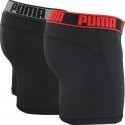 PUMA Lot de 2 Boxers Homme Microfibre ACTIVE UNI Noir Rouge