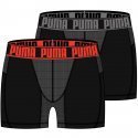 PUMA Lot de 2 Boxers Homme Microfibre ACTIVE UNI Noir Rouge