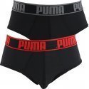 PUMA Lot de 2 Slips Homme Microfibre ACTIVE UNI Noir Rouge