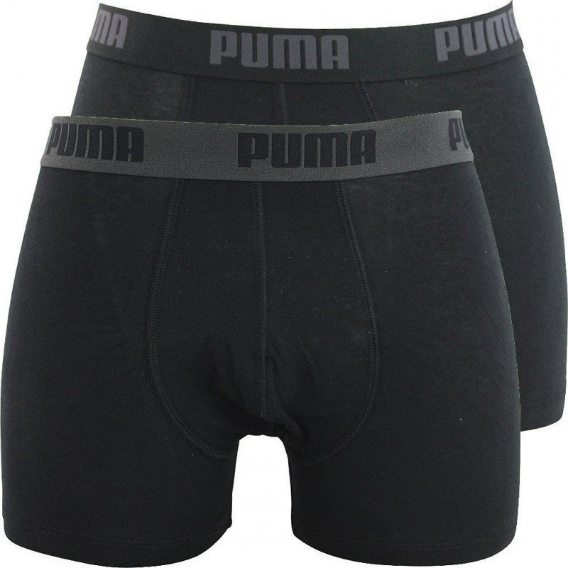 PUMA Lot de 2 Boxers Homme Coton BASIC Noir Noir