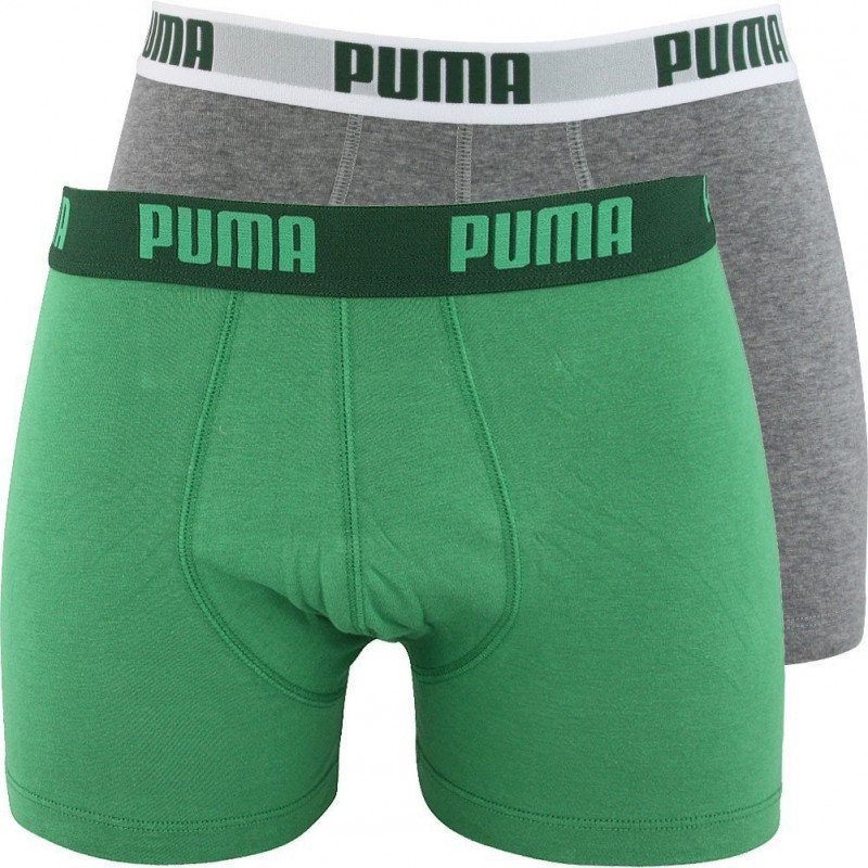 PUMA Lot de 2 Boxers Homme Coton BASIC Vert Souris