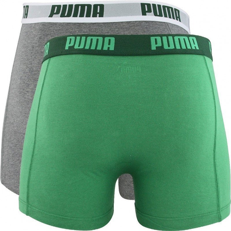 PUMA Lot de 2 Boxers Homme Coton BASIC Vert Souris