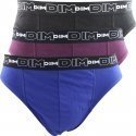 DIM Lot 3 Slips Homme Coton STRETCH Violet intense Bleu atlantique Noir