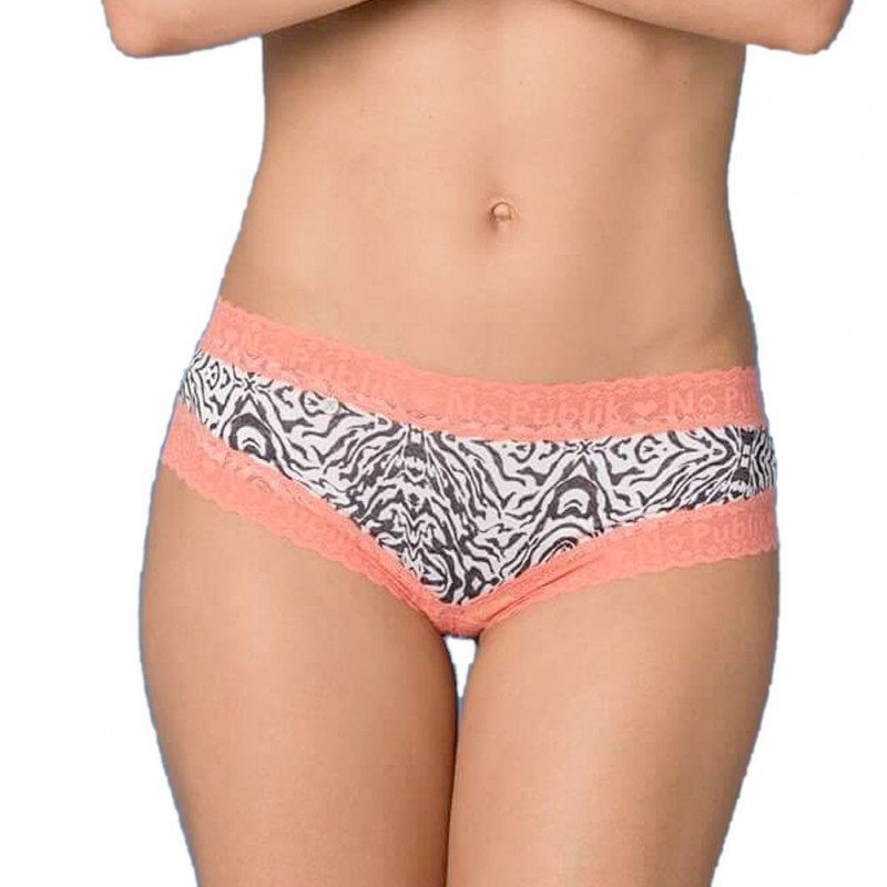 NO PUBLIK Shorty Femme Microfibre Dentelle ZEBRA Corail