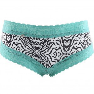 NO PUBLIK Shorty Femme Microfibre Dentelle ZEBRA Turquoise