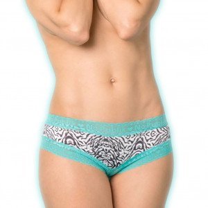 NO PUBLIK Shorty Femme Microfibre Dentelle ZEBRA Turquoise