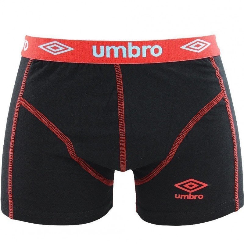 UMBRO Boxer Homme Coton BCASS4 Noir Rouge