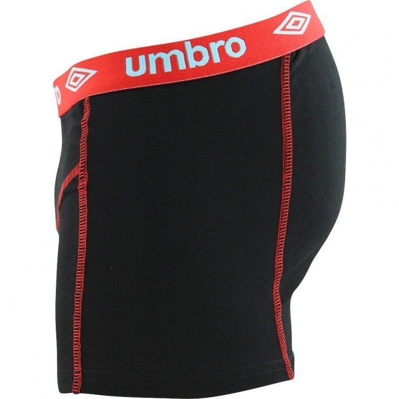 UMBRO Boxer Homme Coton BCASS4 Noir Rouge