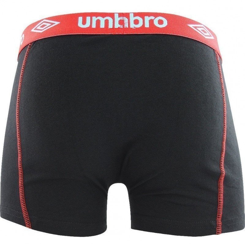 UMBRO Boxer Homme Coton BCASS4 Noir Rouge