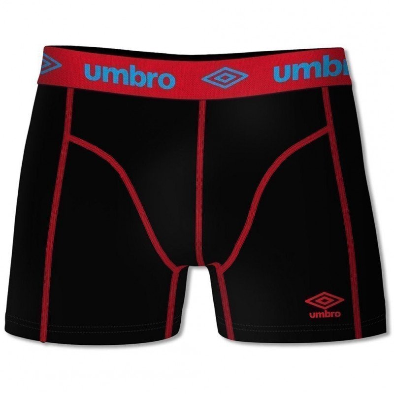 UMBRO Boxer Homme Coton BCASS4 Noir Rouge