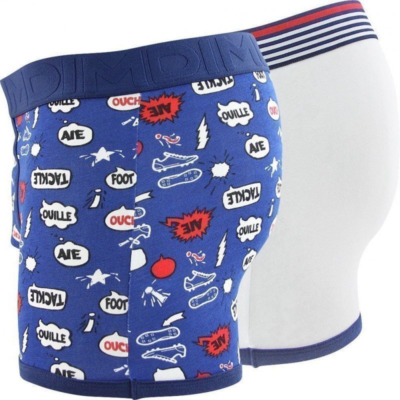 DIM Lot de 2 Boxers Homme Coton CUP Blanc Imprimé BD