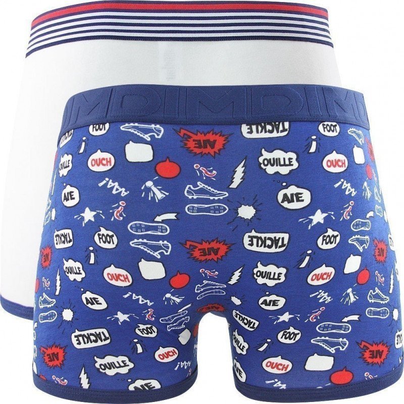 DIM Lot de 2 Boxers Homme Coton CUP Blanc Imprimé BD