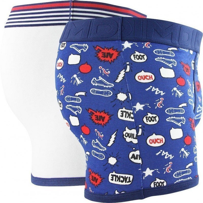 DIM Lot de 2 Boxers Homme Coton CUP Blanc Imprimé BD