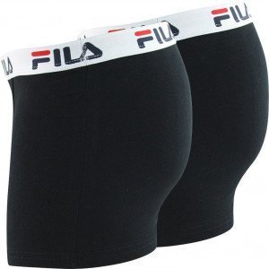 FILA Lot de 2 Boxers Homme Coton CEINT Noir Noir