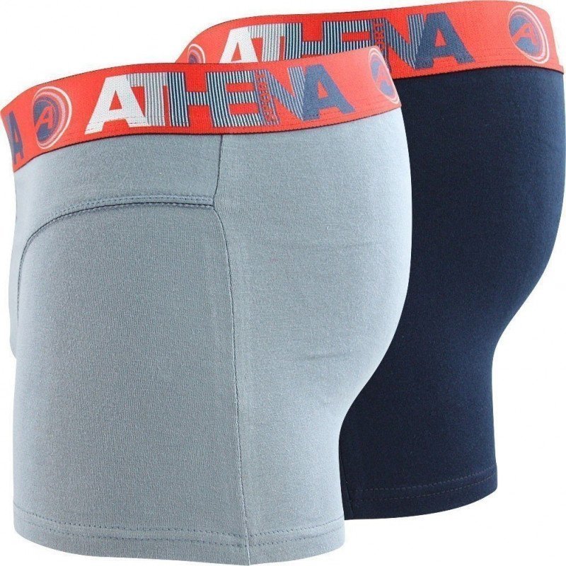 ATHENA Lot de 2 Boxers Homme Coton ENDURANCE 24H Marine Gris