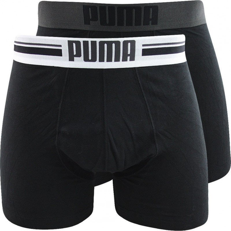 PUMA Lot de 2 Boxers Homme Coton PLACED LOGO Noir