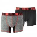 PUMA Lot de 2 Boxers Homme Microfibre ACTIVE RAY Gris Rouge