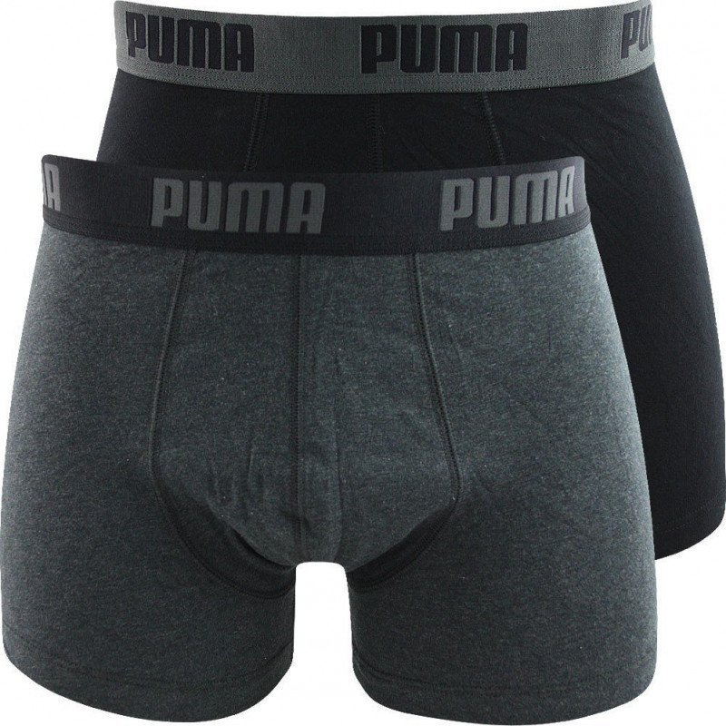 PUMA Lot de 2 Boxers Homme Coton BASIC Noir Anthracite